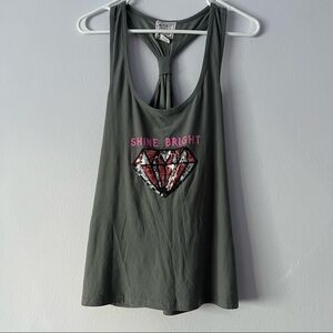 🪴 Mentally Exhausted "Shine Bright" Sequin Twist Back Tank Large